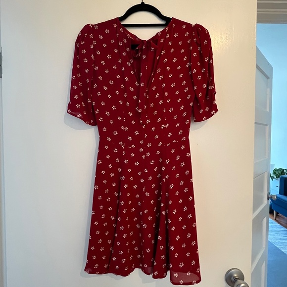Reformation Bard Mini Dress, Red floral, Size 0 - Picture 5 of 6